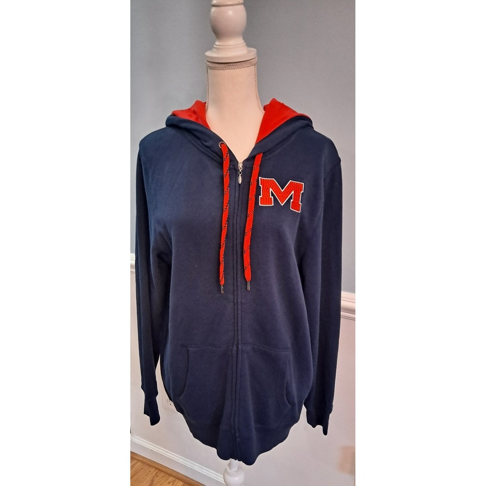 E5 Women's Mississippi Peace‎ Love Ole Miss Rebels Full Zip Jacket, Navy XL